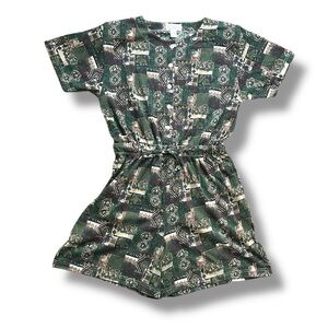 Vintage 80s Colleens Collectibles Green Tribal Print Short Sleeve Romper Size XL
